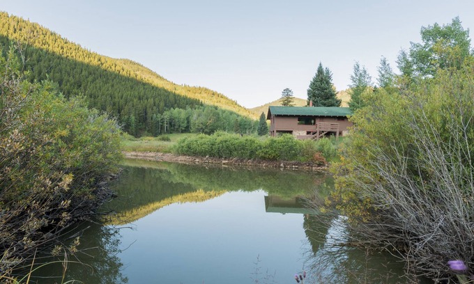 Idaho Springs Cabin | Waterfront Rocky Mt. Cabin on 50 acres & 2 fishing ponds: Mt. Evans, Ski Country