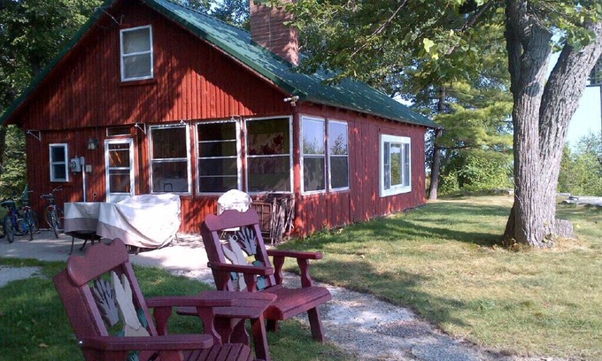 Sturgeon Bay Cabin | Waterfront Swedish-style Log Cabin on Sand Bay, Door County - Moonlight Magic