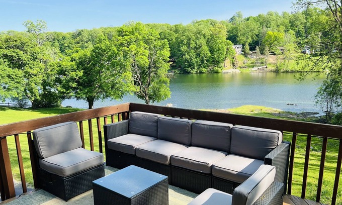 Mcafee Villa | Waterfront villa w pool, hot tub, huge backyard