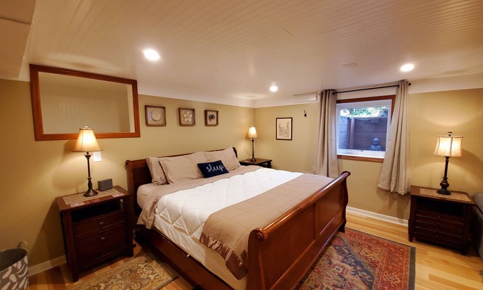 Concordia House | Well appointed basement guest suite with private entrance & backyard oasis.