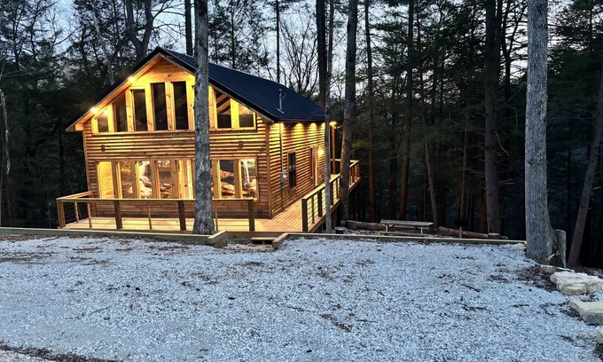 Campton Cabin | Whispering Woods Hot Tub Waterfall Arcade 3 story Cabin