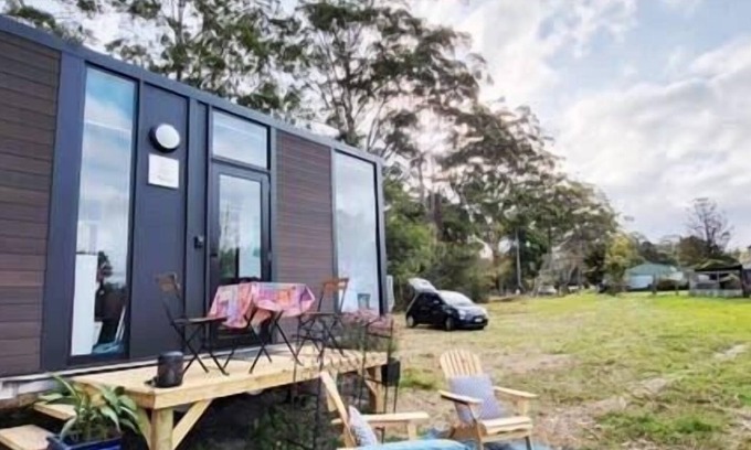 Maleny House | White Jacaranda Tiny House by Tiny Away