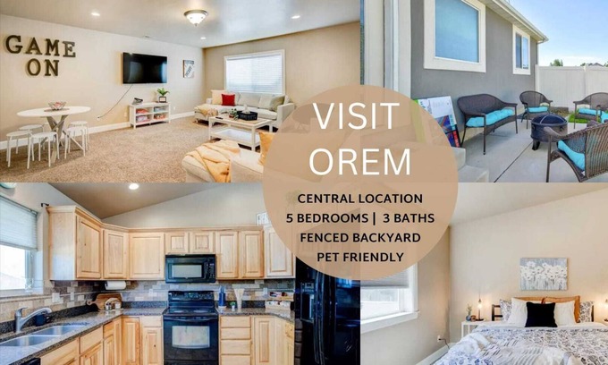 Orem House | Wide & Fenced Backyard, Garage, King Bed!