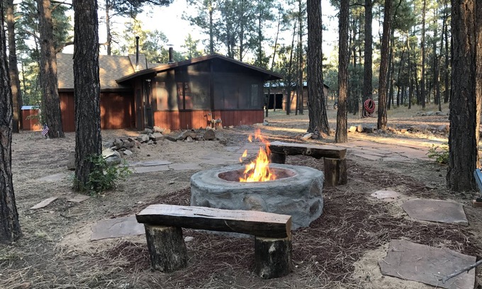 Show Low Cabin | Wild Saddle Ranch Cabin-Our gate opens to the Sitgreaves National Forest!