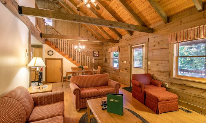 Spotsylvania Condo | Wilderness Resort 2-level Presidential log cabins make the perfect getaway!