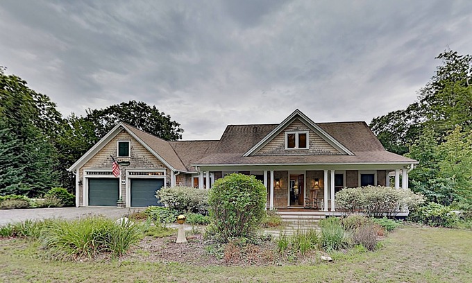 Boothbay House | Woodland hideaway with lake access, private game room, fireplace, & luxe kitchen