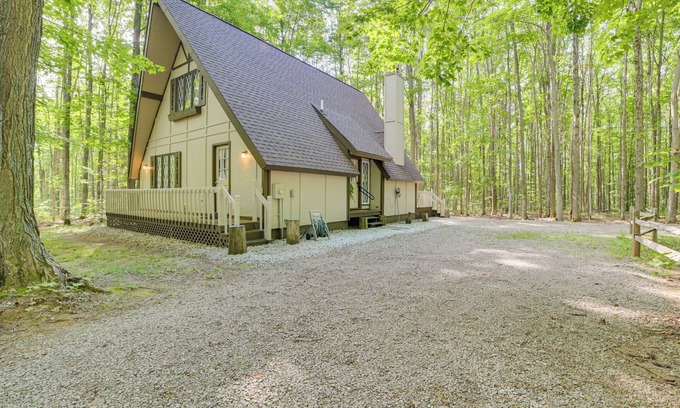 Mancelona Cabin | Woodsy A-Frame Cabin w/Lakes of the North Access