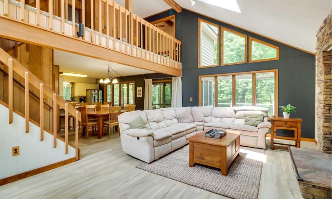 Gouldsboro House | Woodsy Big Bass Lake Hideaway with Fire Pit and Deck!