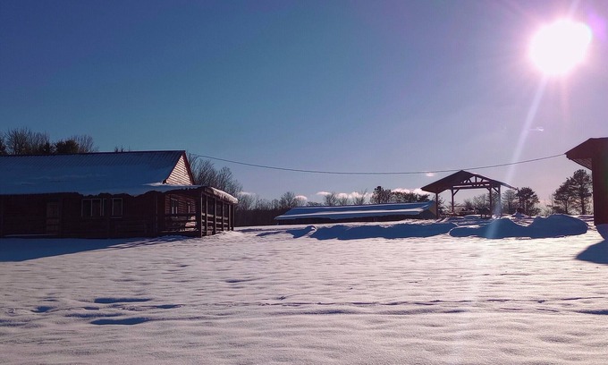 Gerry Cabin | Woodys Retreat this rental includes the barn outdoor covered fire pit