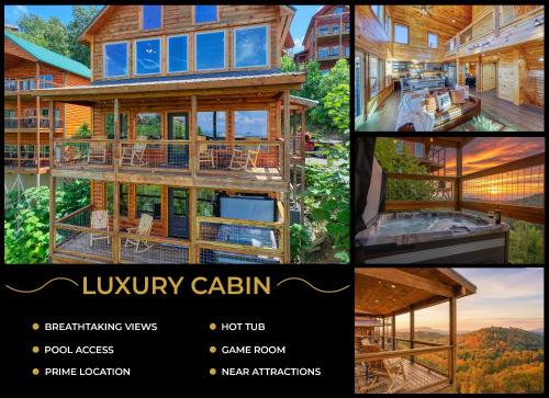Gatlinburg - Pigeon Forge House | WOW, that View! NEW Luxury Cabin - Hot Tub - Pool Access - Game Room