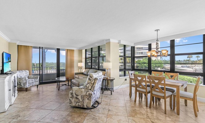 Marco Island Condo | Wraparound Views and Walk-to-Beach Bliss at Tigertail!