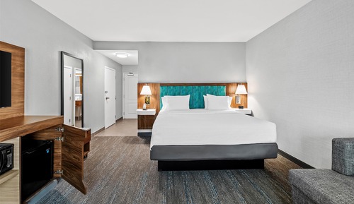 Room, 1 King Bed with Sofa bed, Refrigerator & Microwave