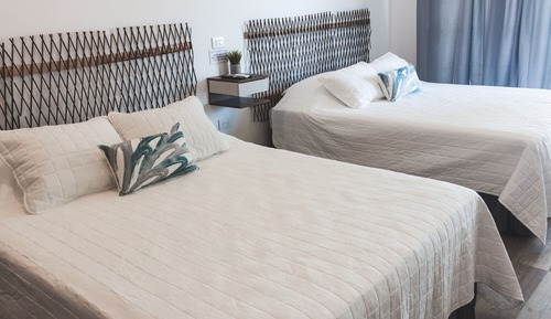 Deluxe Double Room, 2 Queen Beds, Private Bathroom, Beach View
