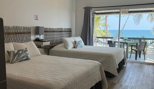 Comfort Double Room, 2 Double Beds, Private Bathroom, Beach View