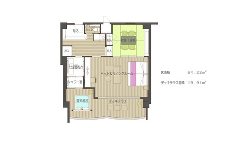 Japanese Western Style Room, Ocean view with Open-air bath (First floor)