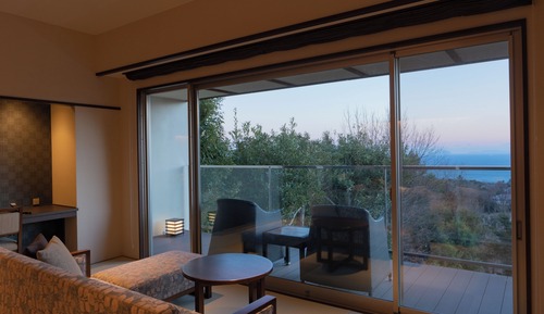 Japanese Western Style Twin Room, Ocean view with Open-air bath (Second floor)