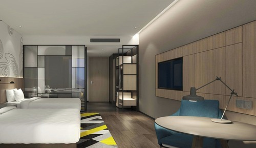 Breezy, Room, 2 Double Beds, City View