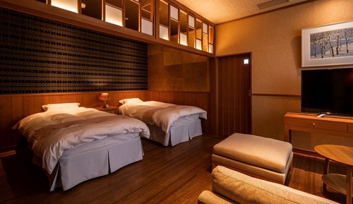 Twin Room with with private Japanese cypress bath