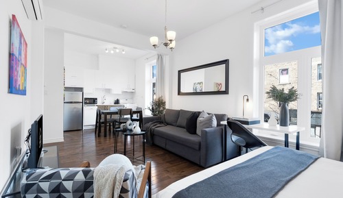 Deluxe Studio, 1 Queen Bed with Sofa bed, Patio, City View (Mont-Royal 201)