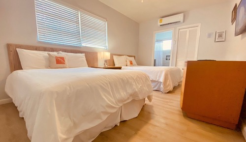 Basic Room, 2 Double Beds, Non Smoking, City View