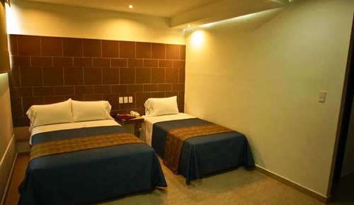 Family room with 1 king bed and a single bed
