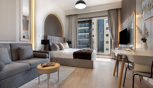 Luxury Studio, 1 King Bed with Sofa bed, Balcony, City View