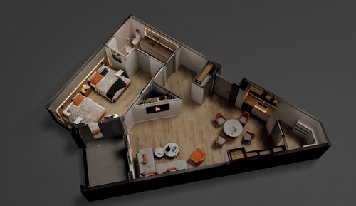 One Bedrooms Corner Residence - Double Queen