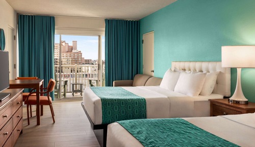 Room, 2 Double Beds, Non Smoking, Partial Ocean View