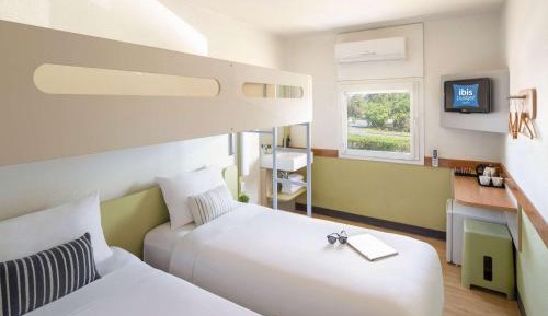 Standard Room with Two Single King Beds and Overhead Bunk