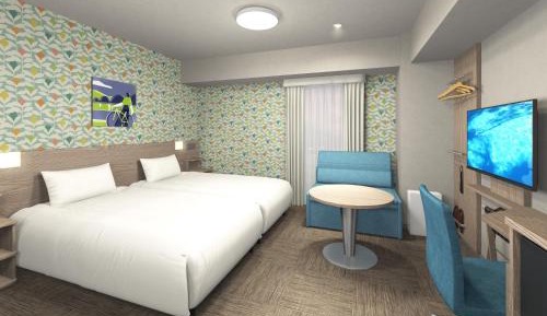 Modern Japanese-style Twin Room with Microwave and Washingmachine