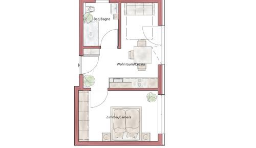 One-Bedroom Apartment with Balcony and Mountain View  