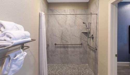 2 Queen Bed, Studio Mobility/Hearing Access Suite, Roll-In Shower, Non-Smoking