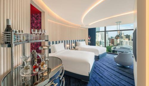 Wonderful Double Room with Two Double Beds and City View