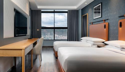 Double Room with Two Double Beds and Inland View