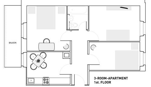 Family Two-Bedroom Apartment with Balcony and Garden View