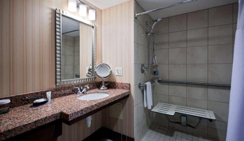 Queen Studio Suite with Roll-In Shower- Mobility Accessible