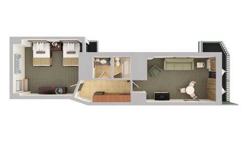 Premium Oceanfront One Bedroom Queen Suite-2 Queen Bed with 1 Double Wall Bed