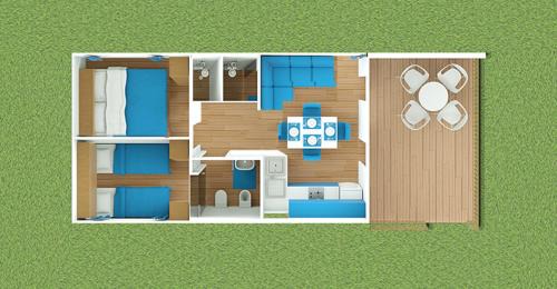 Two-Bedroom Mobile Home with Terrace and River View