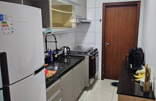 Contagem Apartment | Apartment 1 km from the beach with air conditioning and garage