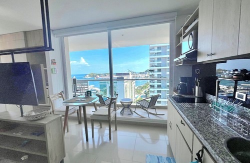 Historic Center Apartment | STUNNING NEW APARTMENT, 2 BALCONIES OCEAN VIEW ROOFTOP POOL DOWNTOWN SANTA MARTA