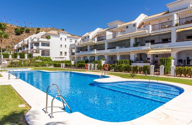 Comfortable, attractively located vacation home with shared pool and panoramic sea views.