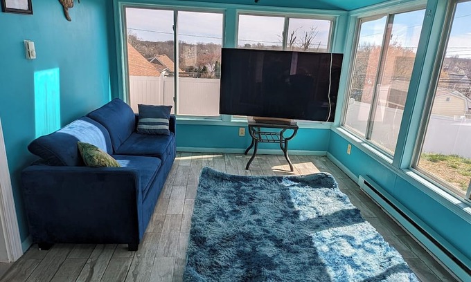 Levittown House | The Hexagon house in the Philadelphia suburbs. Sleeps 9, covered outdoor patio.