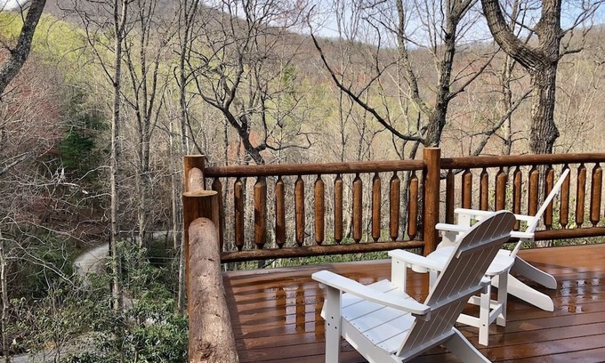 Hendersonville Cabin | Brand NEW Blue Ridge Mountain cedar log cabin, fiber internet, 25 min to AVL