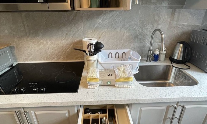 Toronto Apartment | Unit 4D - Large Bedroom with private bathroom, work desk, WI-FI and parking