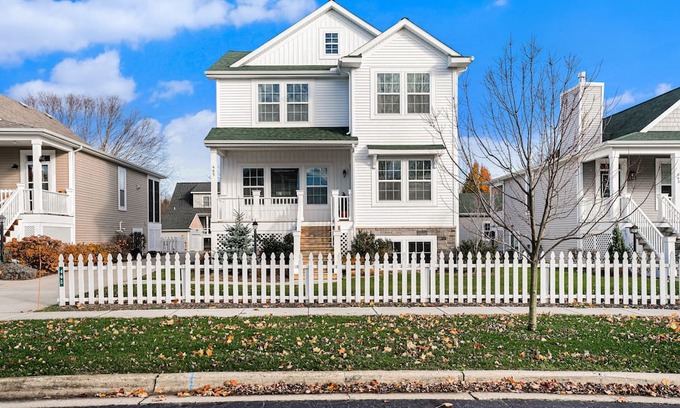 Douglas House | Charming home near Michigan's lakes with game room, chef's kitchen, & deck