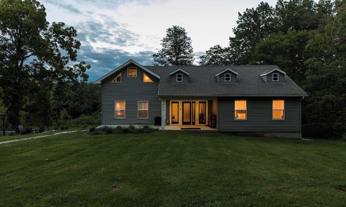 Columbiaville House | 3BR Creekside Retreat with Hot Tub, Firepit & 10min to Hudson