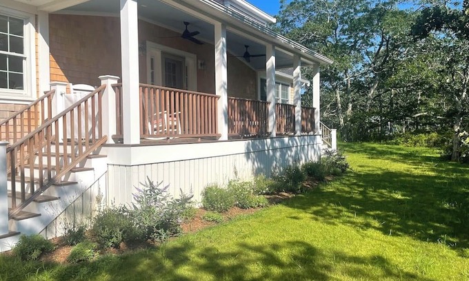 Vineyard Haven House | Lovely peaceful MV 3-bedroom island home, sleeps 12, with air and comm. pool.